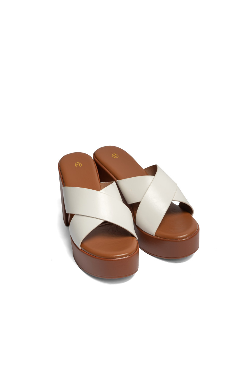 Mules Flatform με Χιαστί Λουράκια