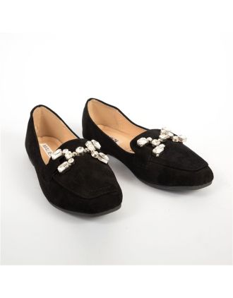 Μαύρα Loafers Με Στρας Σε Σταυρωτό Σχέδιο