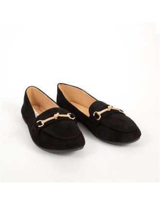 Γυναικεία Μοκασίνια Μαύρα Με Χρυσή Αλυσίδα