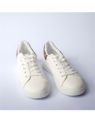 Γυναικεία Sneakers Με Χρυσή Leopard Λεπτομέρεια Στη Φτέρνα