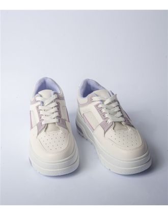 Γυναικεία Sneakers Σε Λευκό Με Λιλά Λεπτομέρειες